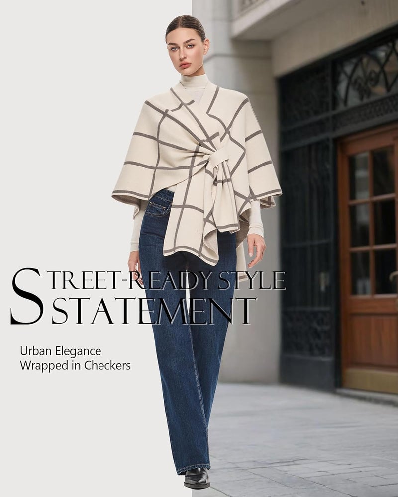 Puli Women's Elegant Shawl Wraps Soft Open Front Poncho Sweater for Spring Fall Winter - Image 3